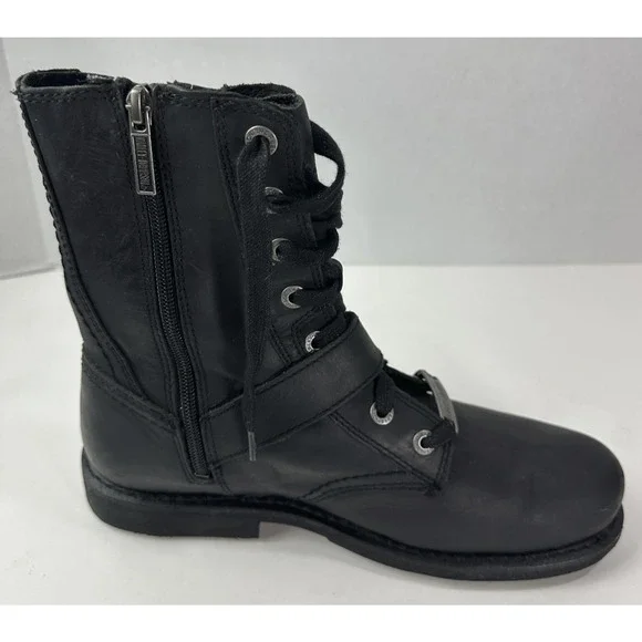 Harley Davidson Ranger 8” Black Leather Zip Lace Buckle Motorcycle Boot Mens 9 M - Picture 3 of 16